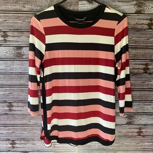 41 Hawthorn Women's Top Size S Burgundy Striped Stitch‎ Fix NWT